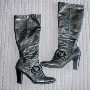 Size 10 M Dark Silver Dress Heel Boots